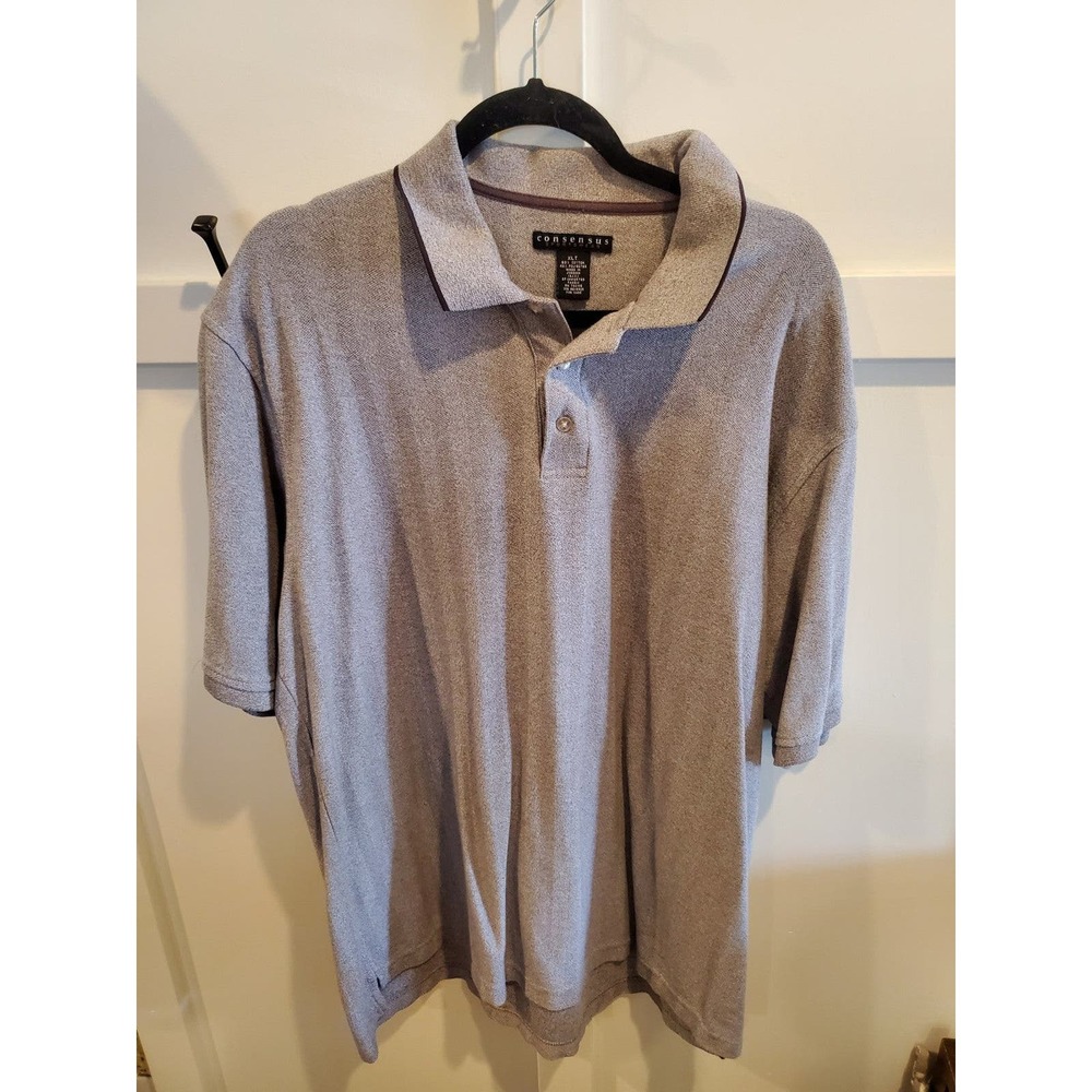 Men's Grey Consensus Sportswear Short-sleeved Polo Shirt Size XLT